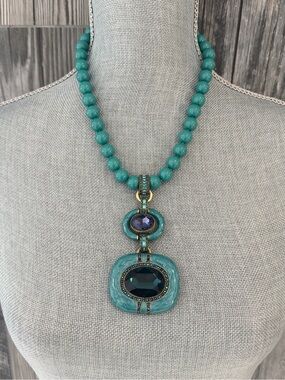 Heidi Daus Turquoise Enamel Drop Necklace